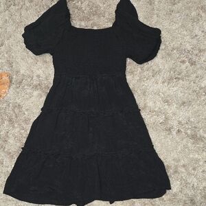 Juniors Chic Black Puff Sleeve Mini Dress